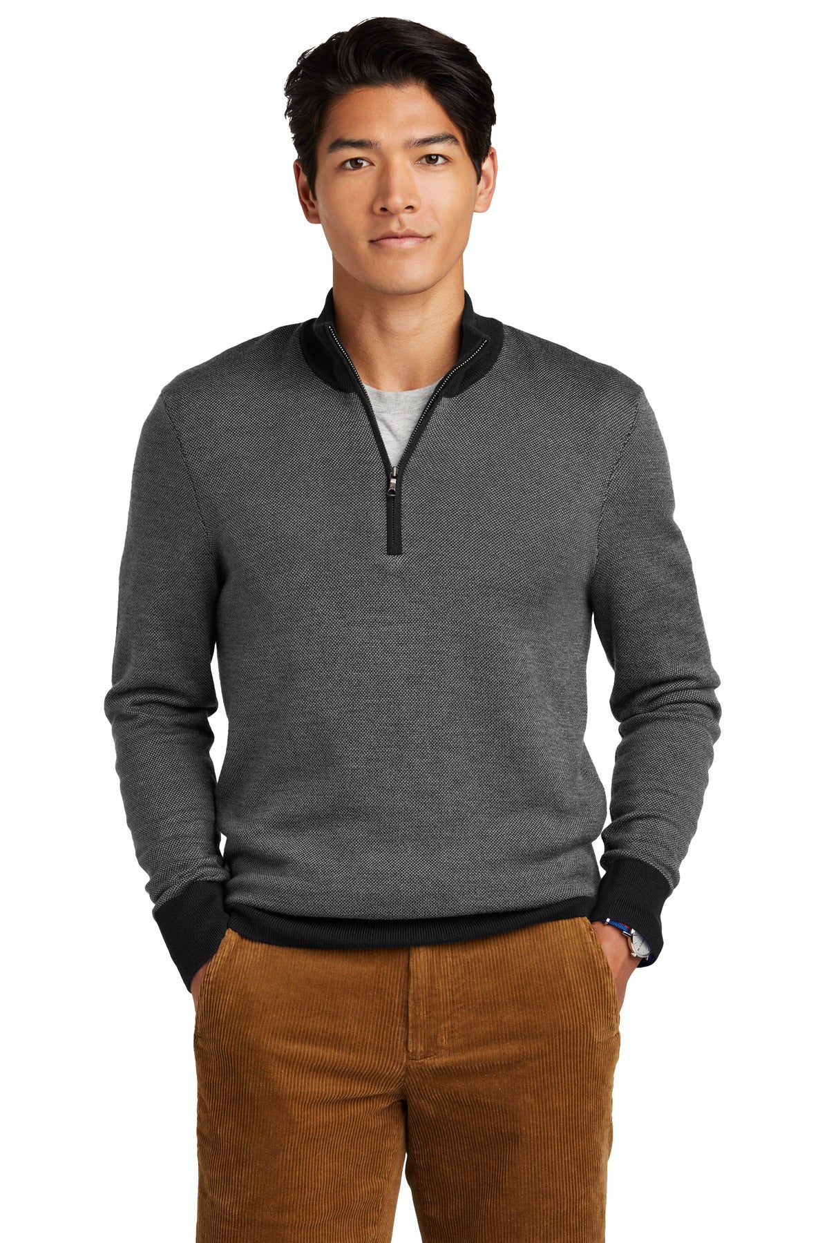 Brooks Brothers® Washable Merino Birdseye 1/4-Zip Sweater BB18412