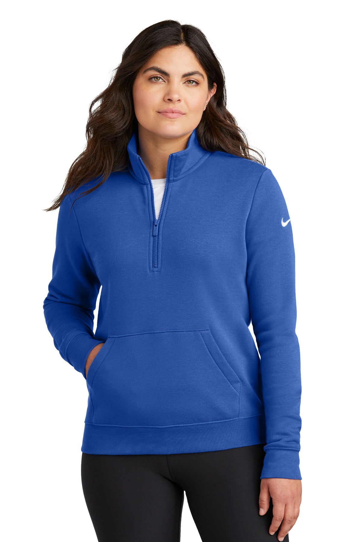 Nike Ladies Club Fleece Sleeve Swoosh 1/2-Zip NKDX6720 Game Royal S